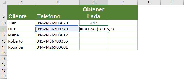 Extraer caracteres de una celda en Excel
